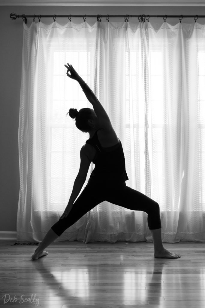 Exhalted Warrior pose in Nashville yoga photographer branding session in Nashville TN with Whitney Korman