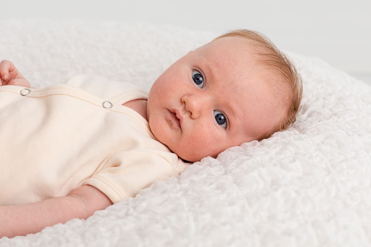 Young infant boy with blue eyes